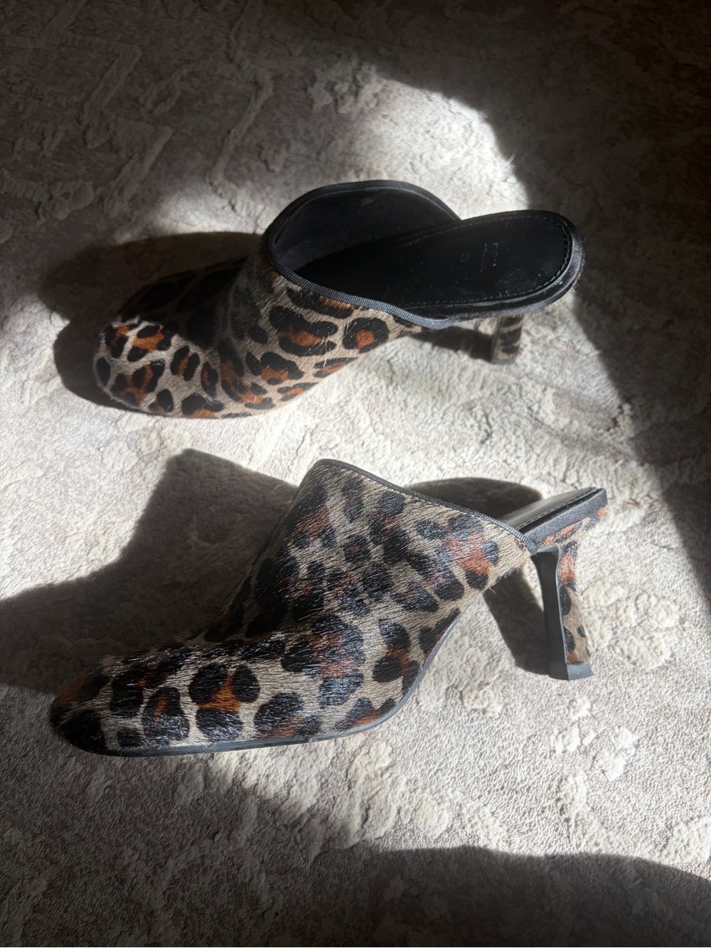 Rare Zara leopard fur square toe mule heels - Picture 4 of 6